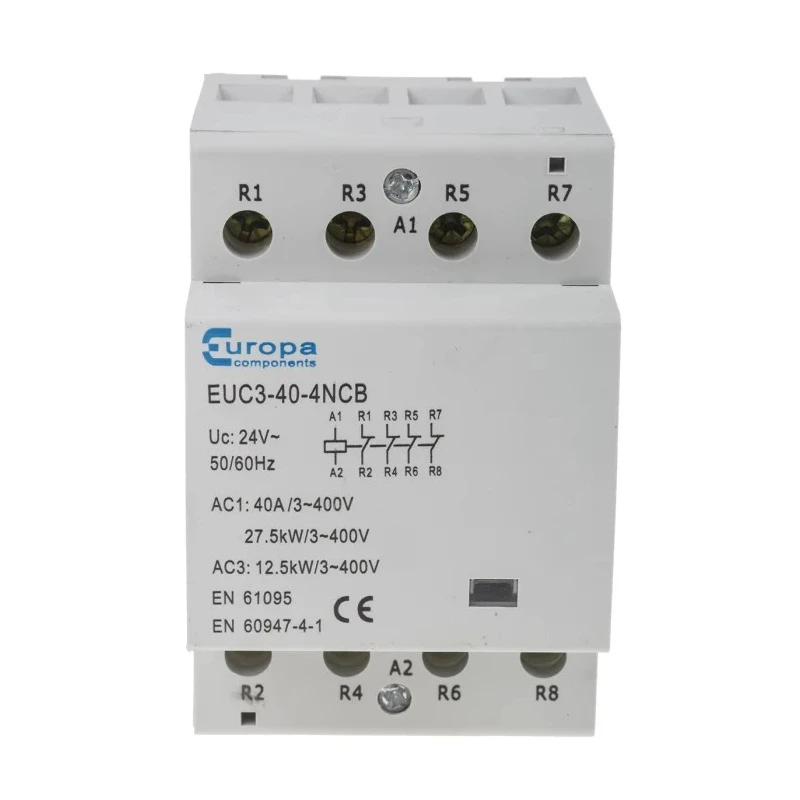 Europa 24V AC Coil 4-Pole Motor Control Contactor 40A 12.5kW 4 NC EUC3-40-4NCB