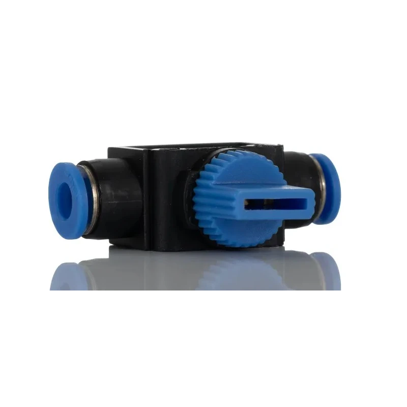 RS PRO Pneumatic Manual Control Valve Rotary Knob 8 mm, 2 Positions, 2 Ports, Blue Switch, Polyoxymethylene Body 916-0962