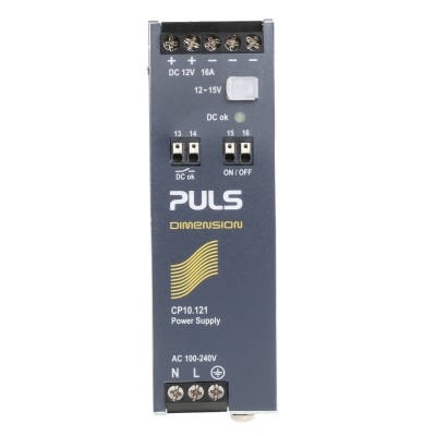 PULS Dimension Single Output DIN Rail Power Supply 240V AC Input 15V DC, 16 A Output DC 192 W CP10.121