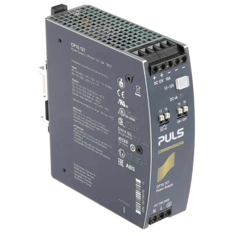 PULS Dimension Single Output DIN Rail Power Supply 240V AC Input 15V DC, 16 A Output DC 192 W CP10.121