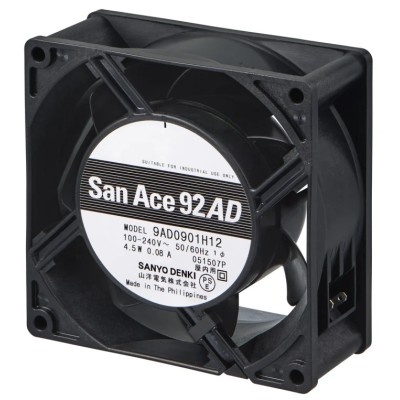 Sanyo Denki San Ace 9AD Series Axial Fan AC 100V/240V, 3W, 70.8 m³/h, 3100 RPM, Ball Bearing, 92 mm 9AD0901M121