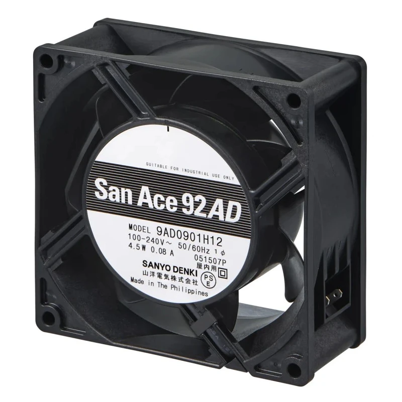 Sanyo Denki San Ace 9AD Series Axial Fan AC 100V/240V, 3W, 70.8 m³/h, 3100 RPM, Ball Bearing, 92 mm 9AD0901M121
