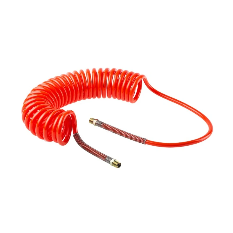 RS PRO 4 m Red Polyurethane Recoil Hose 10mm Tube Outside Diameter BSPT 1/4 in Press In Swivel Coupling 3/8 in BSP 917-2479