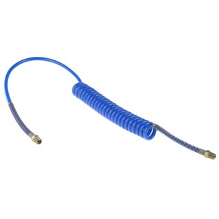 RS PRO 2 m Blue Polyurethane Recoil Hose, 65 °C Max Operating Temperature, 10 bar Pressure, BSPT 1/4" Male Connector 917-2325