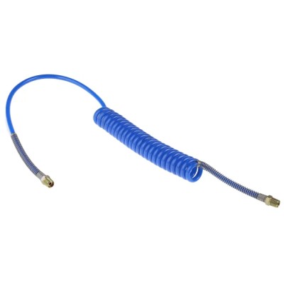 RS PRO 2 m Blue Polyurethane Recoil Hose, 65 °C Max Operating Temperature, 10 bar Pressure, BSPT 1/4" Male Connector 917-2325