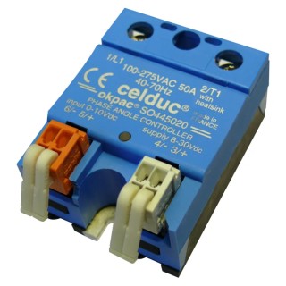 Celduc SO4 Series Solid State Relay 50 A Load DIN Rail Mount 480 V AC Load 10 V DC Control SO465620