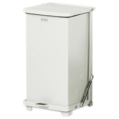 Rubbermaid Commercial Products Defenders® Square Step Can 25L White Pedal Galvanised Steel Waste Bin FGST12EPLWH