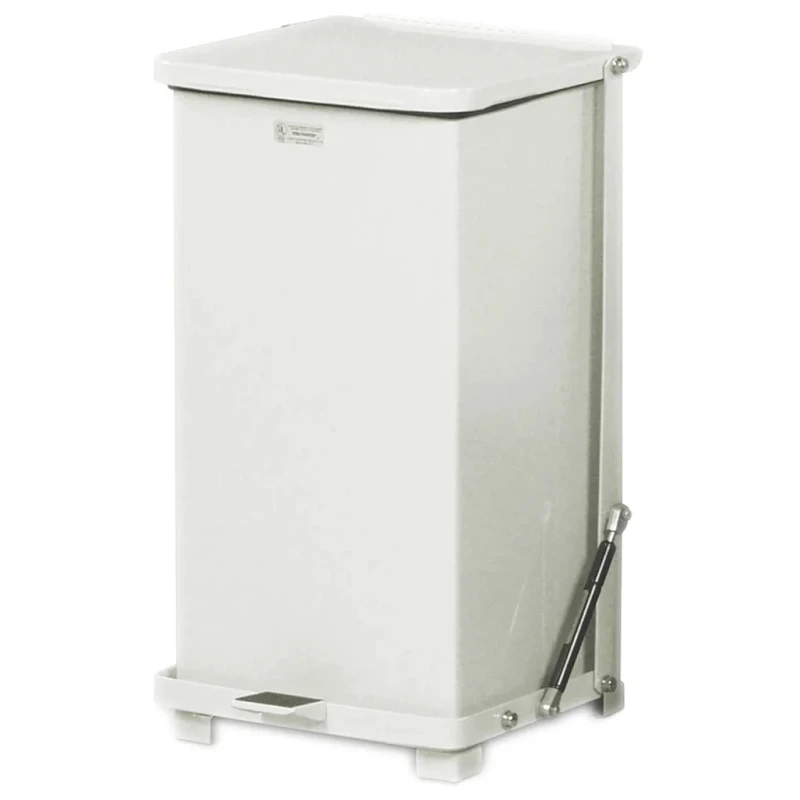 Rubbermaid Commercial Products Defenders® Square Step Can 25L White Pedal Galvanised Steel Waste Bin FGST12EPLWH