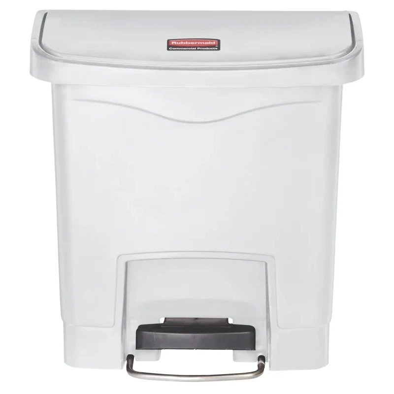 Rubbermaid Commercial Products Slim Jim White Pedal Polyethylene Waste Bin 15L 1883554
