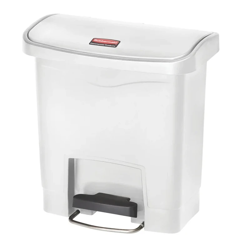 Rubbermaid Commercial Products Slim Jim White Pedal Polyethylene Waste Bin 15L 1883554