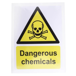 RS PRO Vinyl Hazard Warning Sign Label Self-Adhesive Toxic Dangerous Chemicals 150x200mm 917-5392