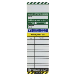 Brady Safety Ladder Tag, Black, Yellow, Green, White, English Language, 1 Per Pack LAD-GB-EITL-12-10