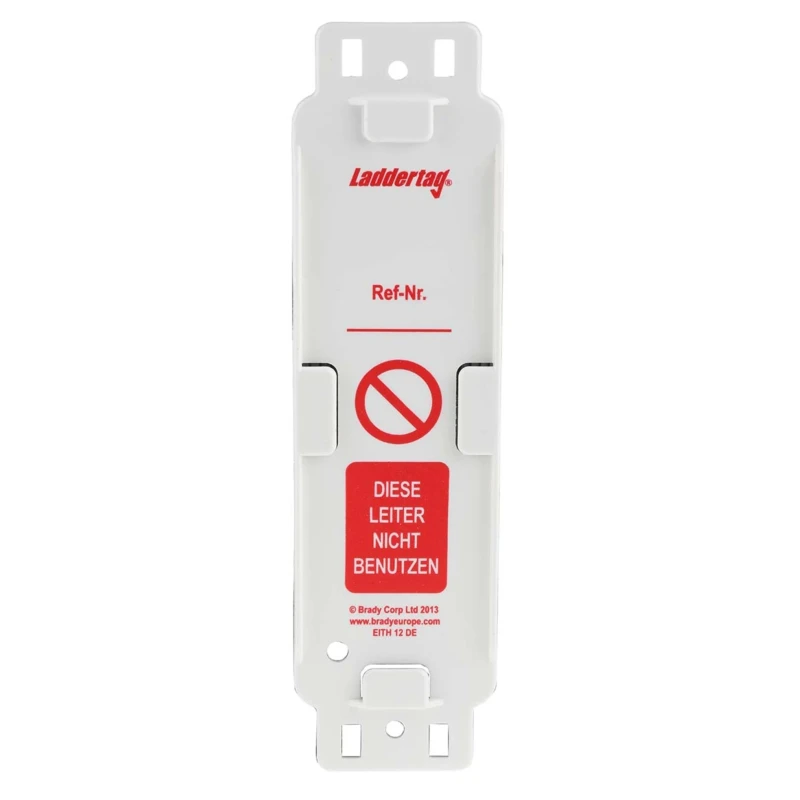 Brady Safety Ladder Tag, Red on White, German Language, Kit of 10 Holders, 10 Inserts & 1 Pen LAD-DE-EITH-L12-A