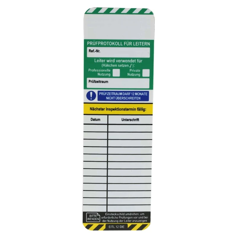 Brady Safety Ladder Tag with White, Yellow, Green, Black Inserts German Language LAD-DE-EITL-12-10