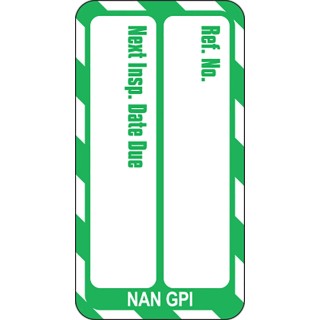 Brady Safety Nanotag Next Inspection Inserts White on Green English Language 20 Per Pack NAN-NAN-GPI-GN-20