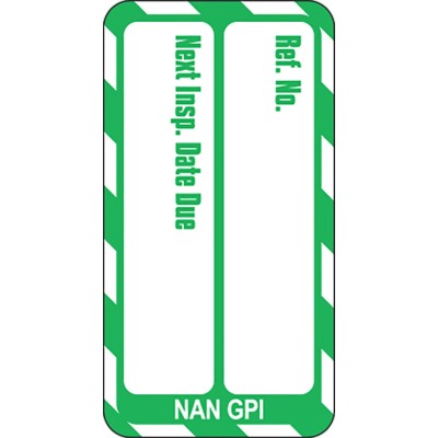 Brady Safety Nanotag Next Inspection Inserts White on Green English Language 20 Per Pack NAN-NAN-GPI-GN-20