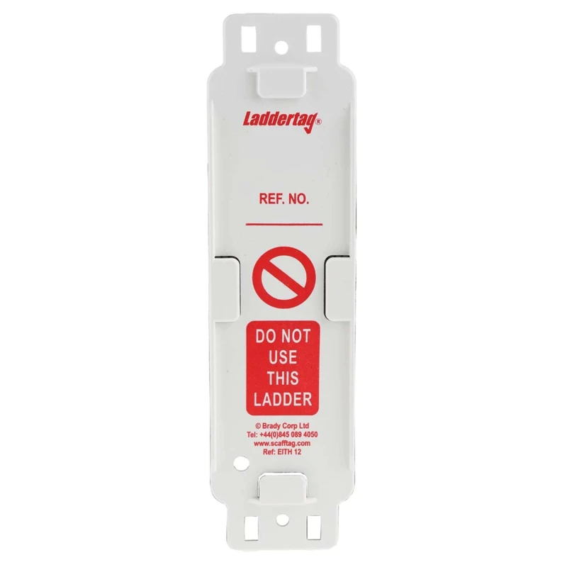 Brady Safety Ladder Tag Kit, Red on White Inserts, English Language, Includes 10 Holders, 10 Inserts, and LAD-GB-EITH-L12-A