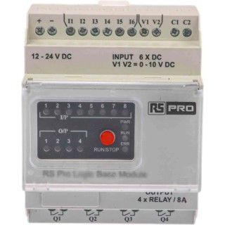 RS Pro Logic Module, 8-Input Analogue and Digital Input, 4 Output Digital Relay, Serial Communication, 12-24 V DC 917-6377