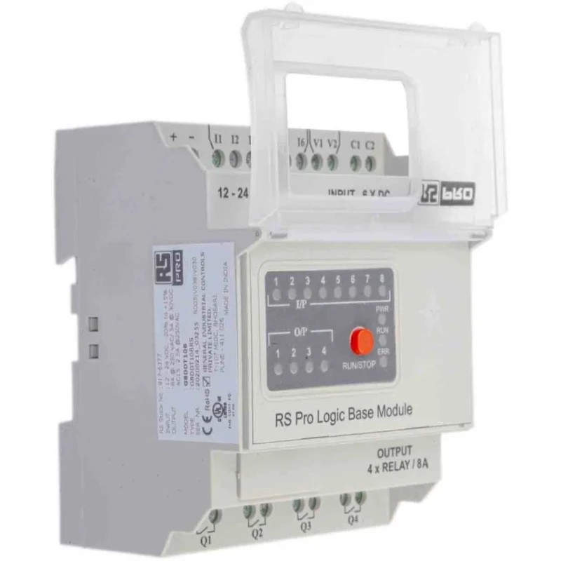 RS Pro Logic Module, 8-Input Analogue and Digital Input, 4 Output Digital Relay, Serial Communication, 12-24 V DC 917-6377