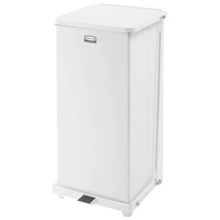 Rubbermaid Commercial Products Defenders Pedal Galvanised Steel Waste Bin 49L White FGST24EPLWH