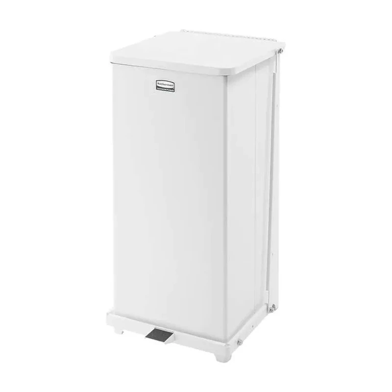 Rubbermaid Commercial Products Defenders Pedal Galvanised Steel Waste Bin 49L White FGST24EPLWH