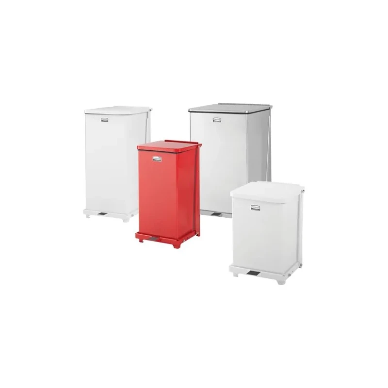 Rubbermaid Commercial Products Defenders Pedal Galvanised Steel Waste Bin 49L White FGST24EPLWH