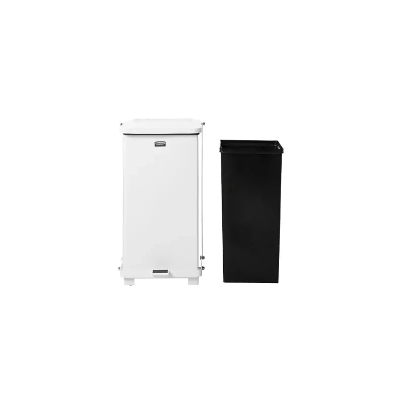 Rubbermaid Commercial Products Defenders Pedal Galvanised Steel Waste Bin 49L White FGST24EPLWH