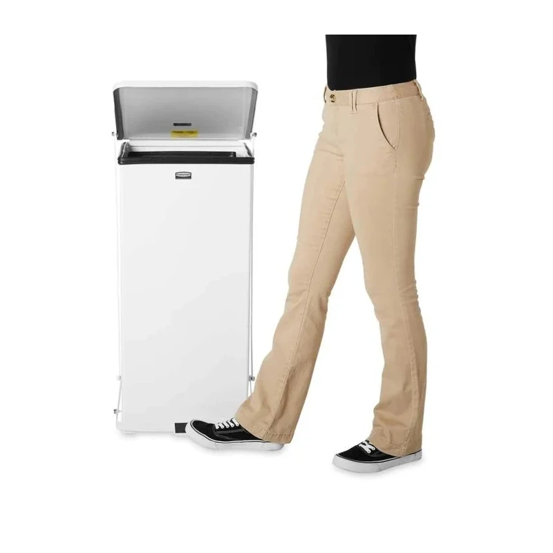 Rubbermaid Commercial Products Defenders Pedal Galvanised Steel Waste Bin 49L White FGST24EPLWH