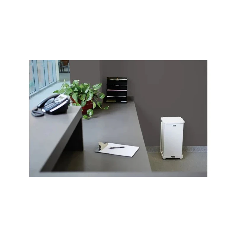 Rubbermaid Commercial Products Defenders Pedal Galvanised Steel Waste Bin 49L White FGST24EPLWH