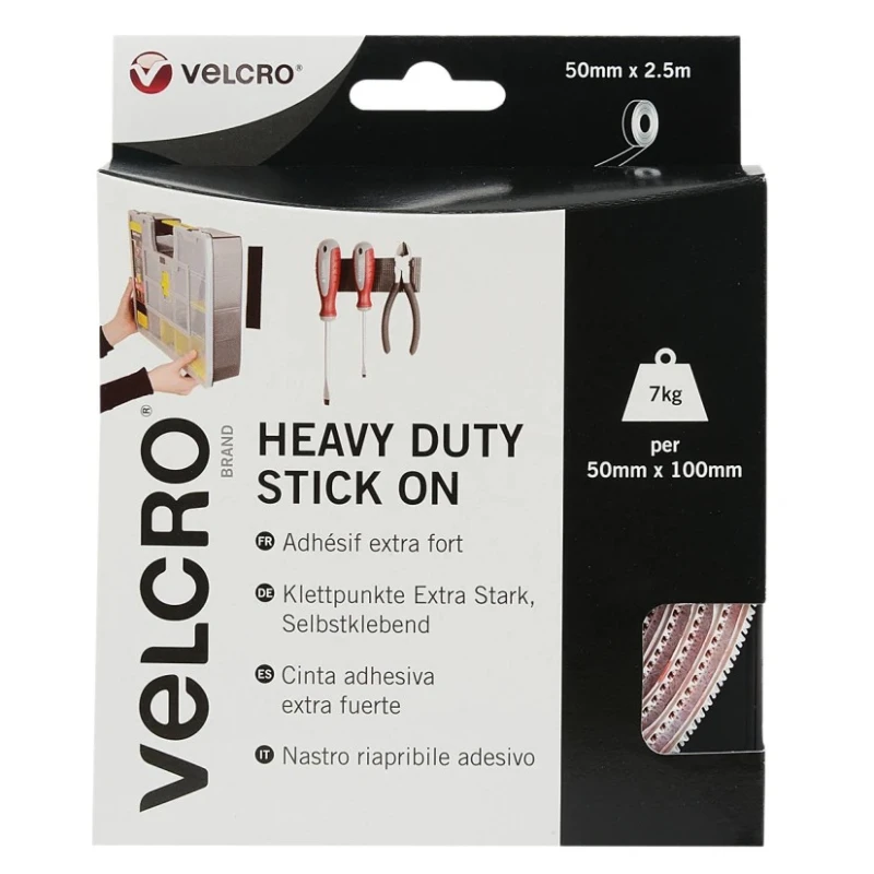 Velcro White Heavy Duty Hook & Loop Tape 50mm x 2.5 m VEL-EC60246