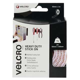 Velcro White Heavy Duty Hook & Loop Tape 50mm Width x 1m Length Polyamide Material VEL-EC60242