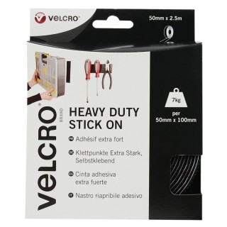 Velcro Black Heavy Duty Hook & Loop Tape 50mm Width x 2.5m Length Polyamide Material VEL-EC60245
