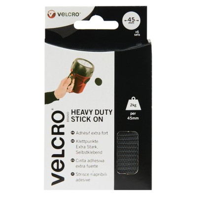 Velcro Black Hook & Loop Tape 45mm x 45mm Heavy Duty Self Adhesive Tape VEL-EC60248