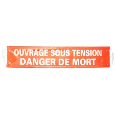 Penta Banner Prohibition Sign Fabric 1m x 0.2m Red & White French Text S85K