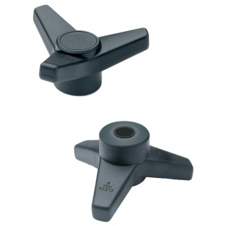 Elesa Black Polyamide 3-Arm Clamping Knob M16 Threaded Hole 130 mm Diameter 65748