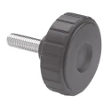 Elesa Black Polypropylene Knurled Clamping Knob M6 Threaded Stud 44 mm Diameter 134346