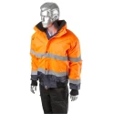 Portwest 300D Industry High Visibility Orange Men's Hi Vis Bomber Jacket, Waterproof, Hooded, Size M 918-6005