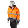 Portwest 300D Industry High Visibility Orange Men's Hi Vis Bomber Jacket, Waterproof, Hooded, Size M 918-6005