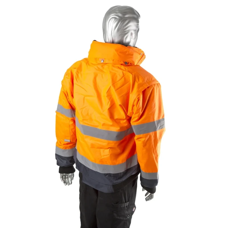 Portwest 300D Industry High Visibility Orange Men's Hi Vis Bomber Jacket, Waterproof, Hooded, Size M 918-6005