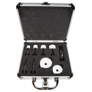 RS PRO Hole Saw Set 6 Pieces, Cobalt, Diameter 16 to 51 mm, Cut Depth 12 mm, Arbor Included 918-6412