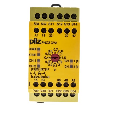 Pilz PNOZ XV2 24V DC Safety Relay with 2 Safety Contacts and 2 Auxiliary Contacts 4.5W Power Consumption 121mm Height 774502