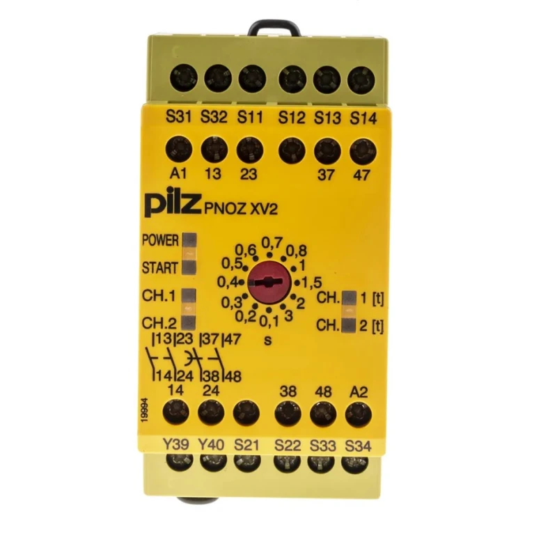 Pilz PNOZ XV2 24V DC Safety Relay with 2 Safety Contacts and 2 Auxiliary Contacts 4.5W Power Consumption 121mm Height 774502