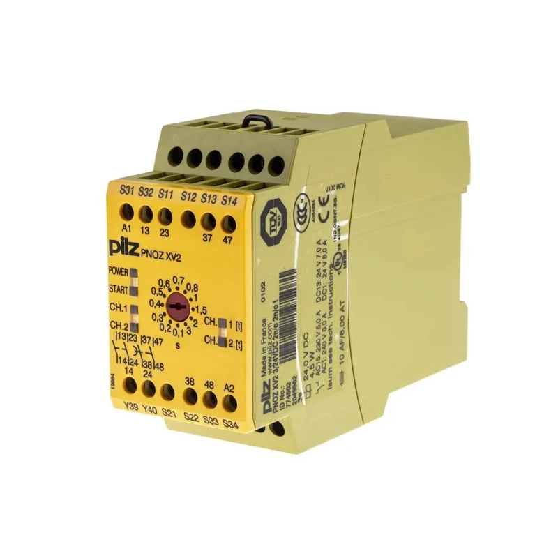 Pilz PNOZ XV2 24V DC Safety Relay with 2 Safety Contacts and 2 Auxiliary Contacts 4.5W Power Consumption 121mm Height 774502