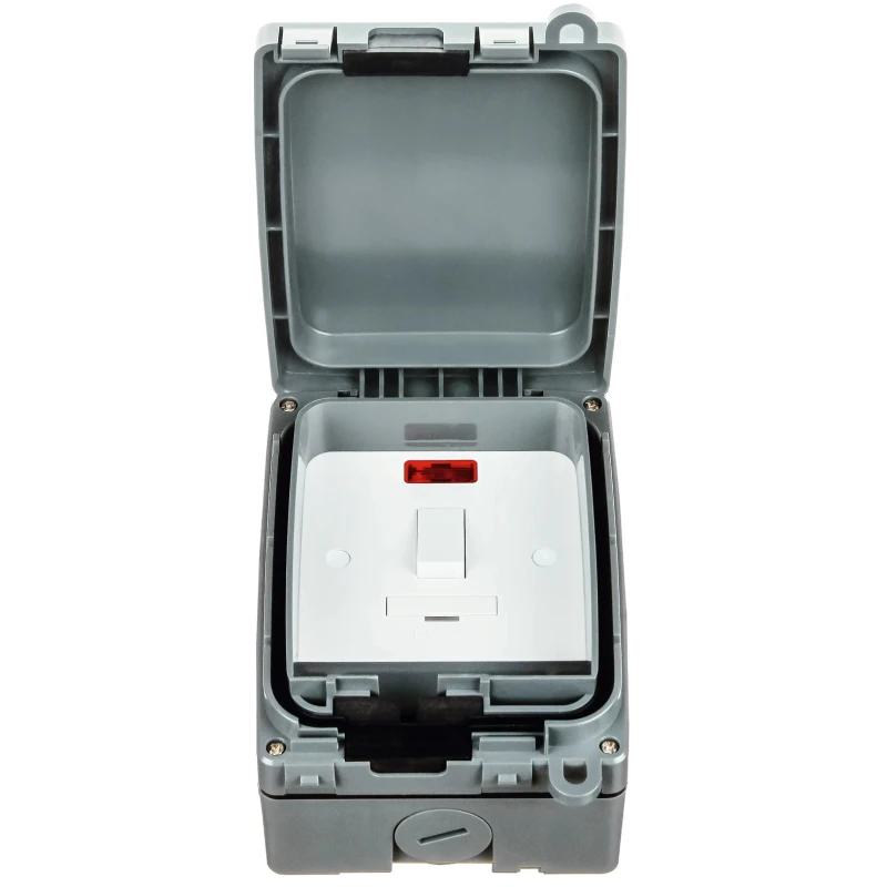 Timeguard Weatherproof 13A Switched Fused Spur IP66, Double Pole RCD, 230V WXT103N