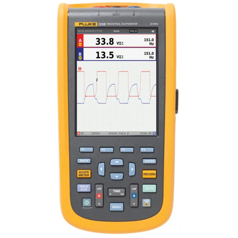 Fluke 20 MHz Handheld Digital Oscilloscope, 2 Channels, 5.7-inch TFT Colour Display, NiMH Battery, CAT III/IV FLUKE-123B/UK