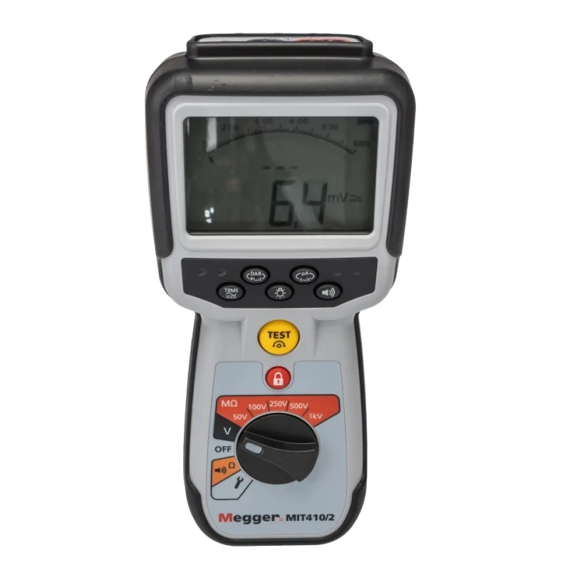 Megger Insulation Tester 10 V Min, 1 kV Max, 200 GΩ Resistance, CAT IV Safety Level MIT410 2