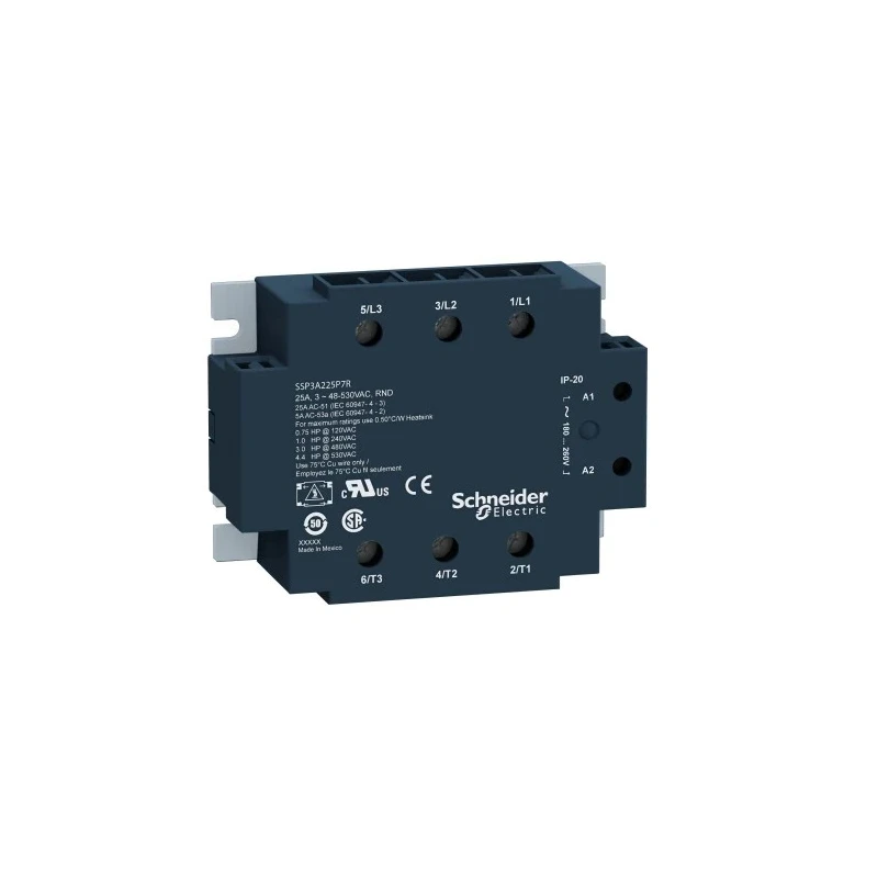 Schneider Electric Harmony Relay Series Solid State Relay Panel Mount 50A Load 530V AC 32V DC Control SSP3A250BDR