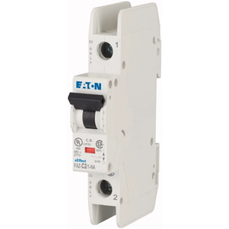 Eaton xEffect Miniature Circuit Breaker 1-Pole 2A Type C 415V AC 48V DC 10kA Breaking Capacity 102080 FAZ-C2/1-NA