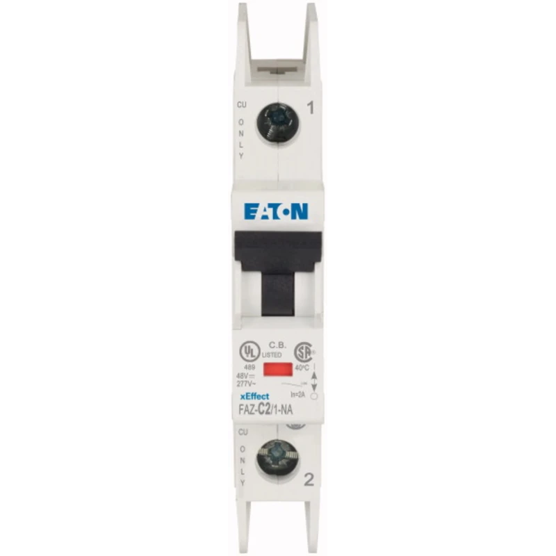 Eaton xEffect Miniature Circuit Breaker 1-Pole 2A Type C 415V AC 48V DC 10kA Breaking Capacity 102080 FAZ-C2/1-NA