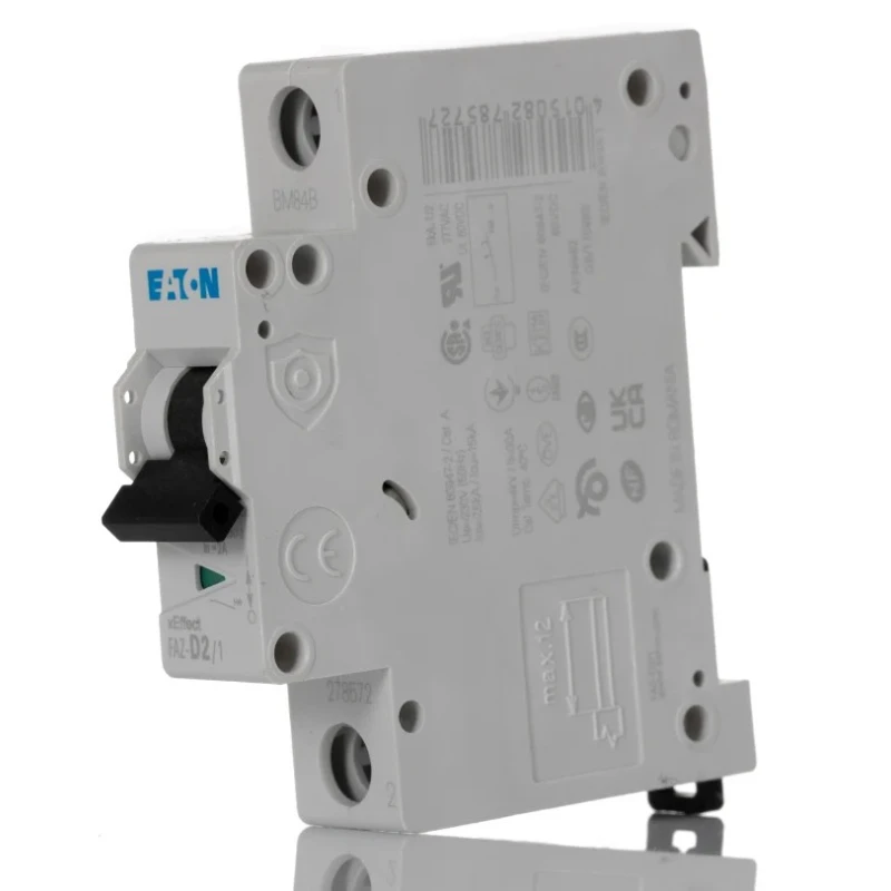 Lovato Electric xEffect Miniature Circuit Breaker, 1-Pole, 2A, Type D, 240V AC, 48V DC, 10kA Breaking 278572 FAZ-D2/1